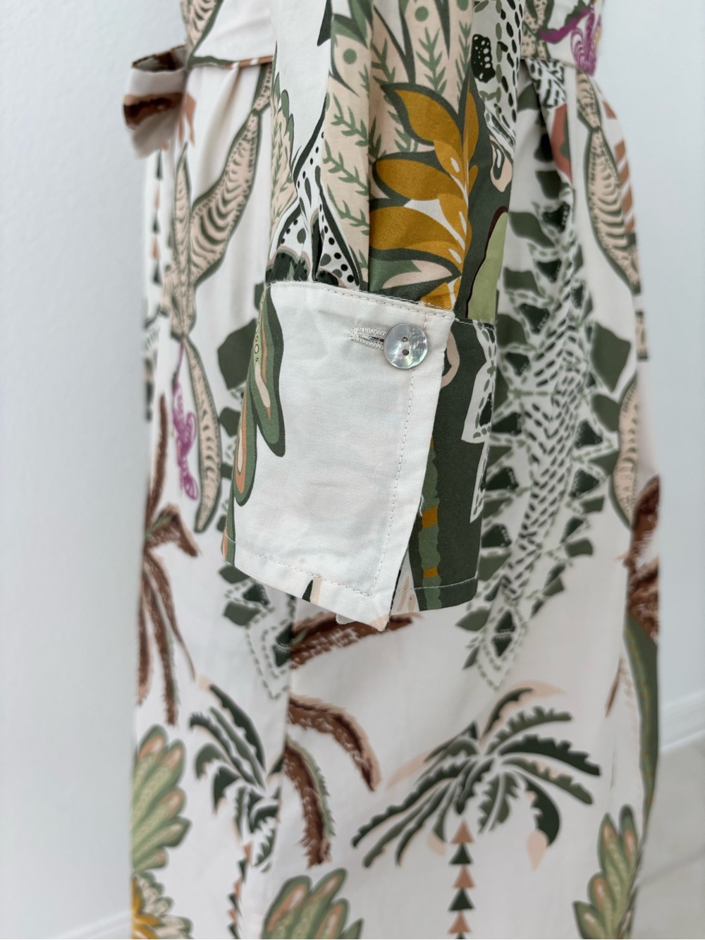 Zenara Woman Paloma Printed Cotton Shirt Dress NWT Tropical Print Relaxed L - Picture 7 of 11